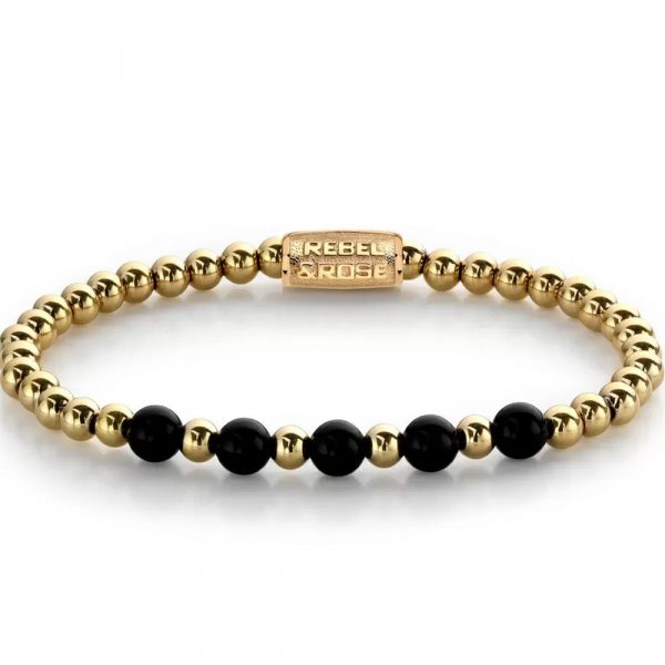 Rebel & Rose Yellow Gold meets Black Madonna female bracelet S RR-60080-G-S