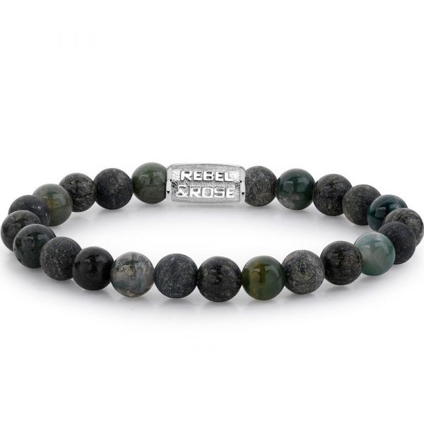 Rebel & Rose Green Rocks man bracelet M RR-80044-S-M