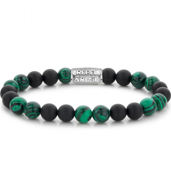 Rebel & Rose Matt Malachite Twist man bracelet L RR-80068-S-L