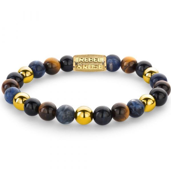 Rebel & Rose Blue Rain Gold man bracelet M RR-80101-G-M