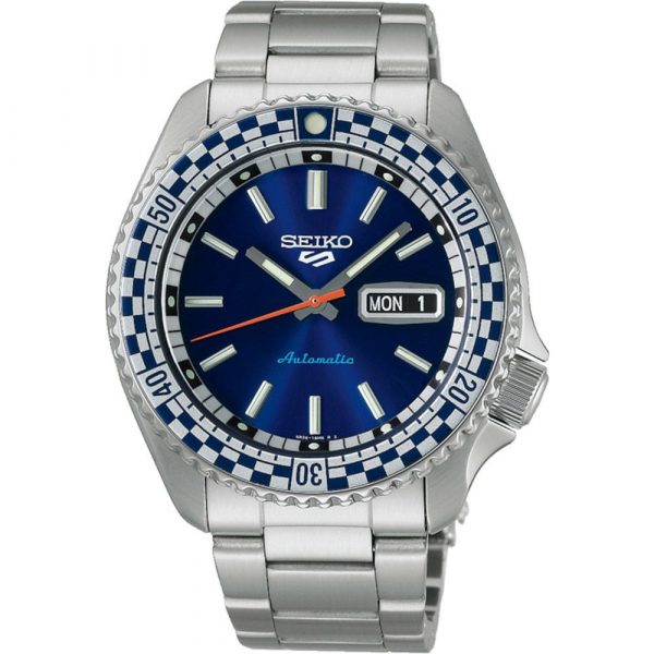 Seiko 5 Sports Checker Flag Petrol Blue Special Edition men's watch SRPK65K1